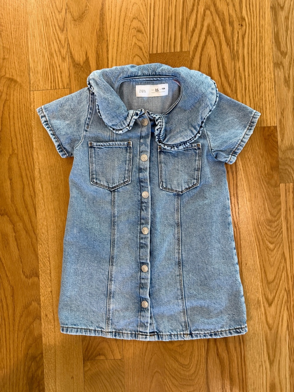 Zara Kids Ruffle-Collar Denim Dress